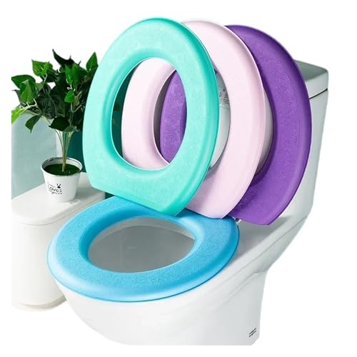 Couvre-siège de toilette en O vert lavable et doux de forme ovale MTQ - 3