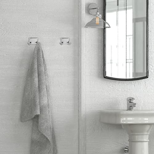 Image of Design House Millbridge Double Robe Hook, Polished Chrome, Standard Wall Mount, Concealed Screws, Easy Installation, Bathroom Hardware, 2.44 in L x 1.5 in W x 1.48 in H, Item 533059