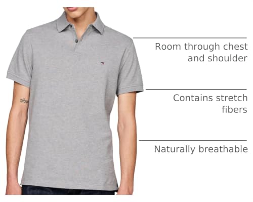 Image of Tommy Hilfiger Men's Short Sleeve Polo Shirts in Classic Fit with Stretch and Organic Pique Cotton