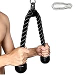 Tricep Rope 27 & 36 inches 2 Colors Fitness Attachment Cable Machine Pulldown Heavy Duty Coated Nylon Rope with Solid Rubber Ends