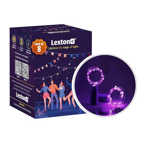 Image of Lexton Cork Light | Bottle Light | Purple Copper String Light | Cork String Light | 8 Pieces | for Valentine's Day, Room decor, Birthdays, Party,Diwali