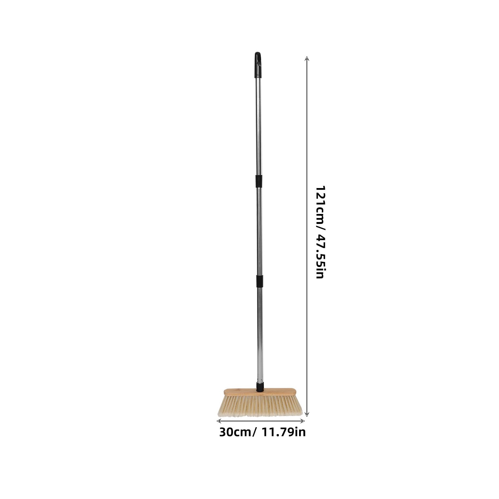 GARVALON Scopa da Esterno in Bamboo e Acciaio Inossidabile Setole Dure Resistenti per Giardino Cortile e Garage Manico Ergonomico in Legno per Pulizia di Aree Esterne