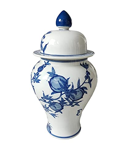 Jdzjybqx Chinese Ceramic Ginger Temple Jar Blue White Porcelain With Peach Decoration,H14.56Inches thumb #1