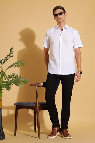 Image of FYLTR Men's Regular Fit Shirt - Half Sleeve | Contrast Placket | Regular Collar | Formal Shirts for Men