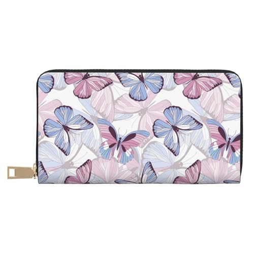 Portefeuille fin en cuir pastel avec fermeture éclair pour homme et femme