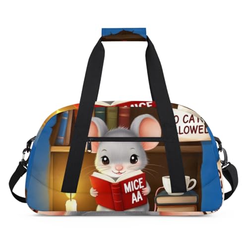 Wasserabweisende Sporttasche – mit Fach, ideal für Sport und Handgepäck, Wochenendreisen für Mädchen, Jungen, Männer und Frauen, 48 x 26,9 x 22,1 cm, kindliche Lesemaus
