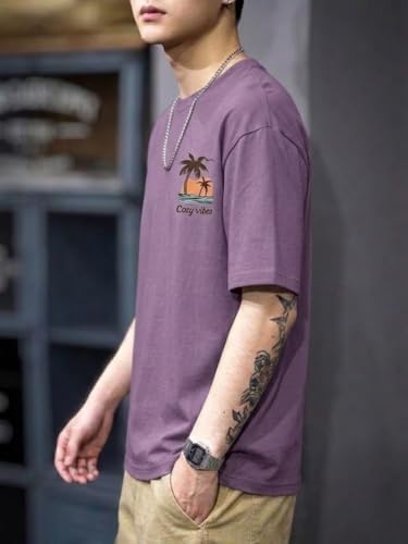 Image of SMOWKLY Authentics Men's Brooklyn Beach Digital Printed T Shirt | Round Neck Half Sleeve Casual T Shirt for Men | Casual Baggy Fit Stylish Comfortable Streetwear Fashion Tshirt for Men