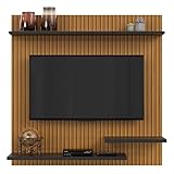 Painel Suporte Para TV 32 Polegadas Smart Plus Nichhos Modelo MADRID - Quality Móveis (Ripado/Preto)