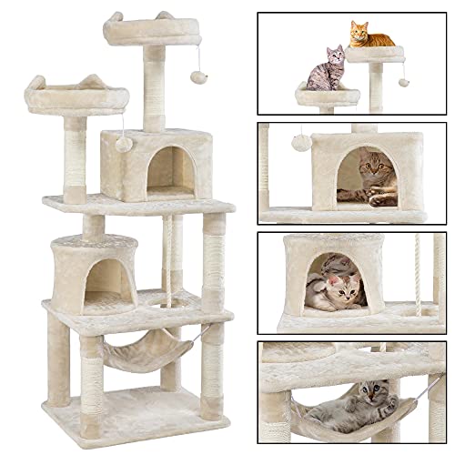 Yaheetech 62.2 inches Cat Tree Cat Towers Cat Condo with Platform & Hammock, Scratching Posts for Kittens Pet Play House… - Image 6