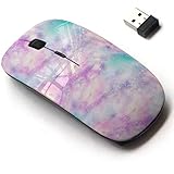 CJCBROES 2.4G Wireless Mouse with Cute Pattern Design for All Laptops and Desktops with Nano Receiver - Unicorn Colours Galaxy Universe Print