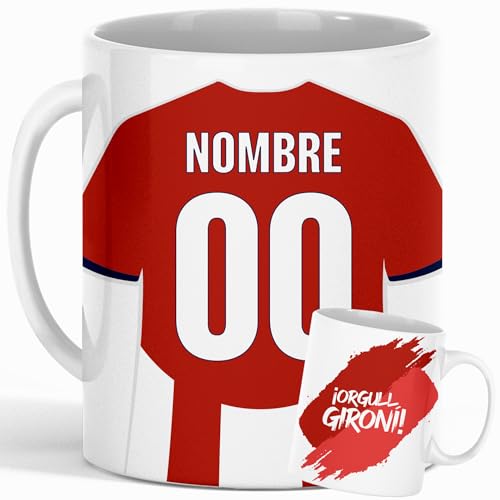Taza Personalizada Fútbol Girona | Regalo Original para Aficionados del Fútbol | Taza de Desayuno | Regalo Equipo de Fútbol | Diseño Único y Duradero (Girona)