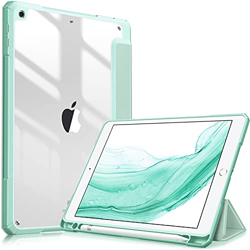 Fintie Hybrid Hülle mit Stifthalter für iPad 6. Generation 2018/ iPad 5. Gen 2017/ iPad Air 2/ iPad Air 9.7" - Stoßfeste Schutzhülle mit transparenter Hartschale auf der Rückseite, Grün