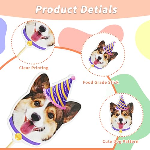 WATUNID 28Pcs Hund Cupcake Toppers, Hund Gesicht Kuchen, Hunde Geburtstag Muffin Deko, Niedliche Welpen Cupcake Deko für Haustier Thema Hundegeburtstag Party-Zubehör Baby-Dusche (20 Styles)