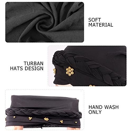 Image of DRESHOW Turban Pre-Tied Twisted Hat Thread African Head Wraps for Black Women Chemo Cancer Cap Braid Hair Cover