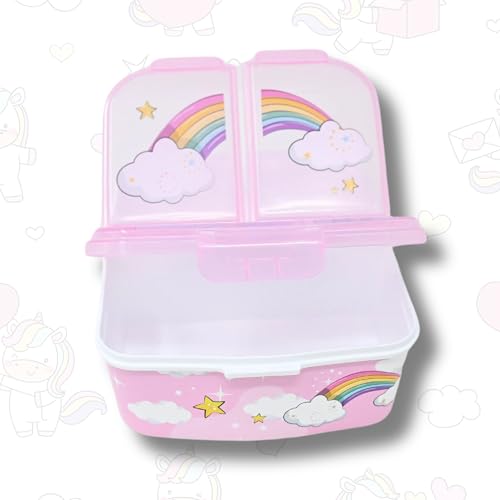 damaloo Einhorn Brotdose Mädchen Lunchbox mit 3 Fächern BPA Frei Kinder Lunchbox für Schule und Kindergarten