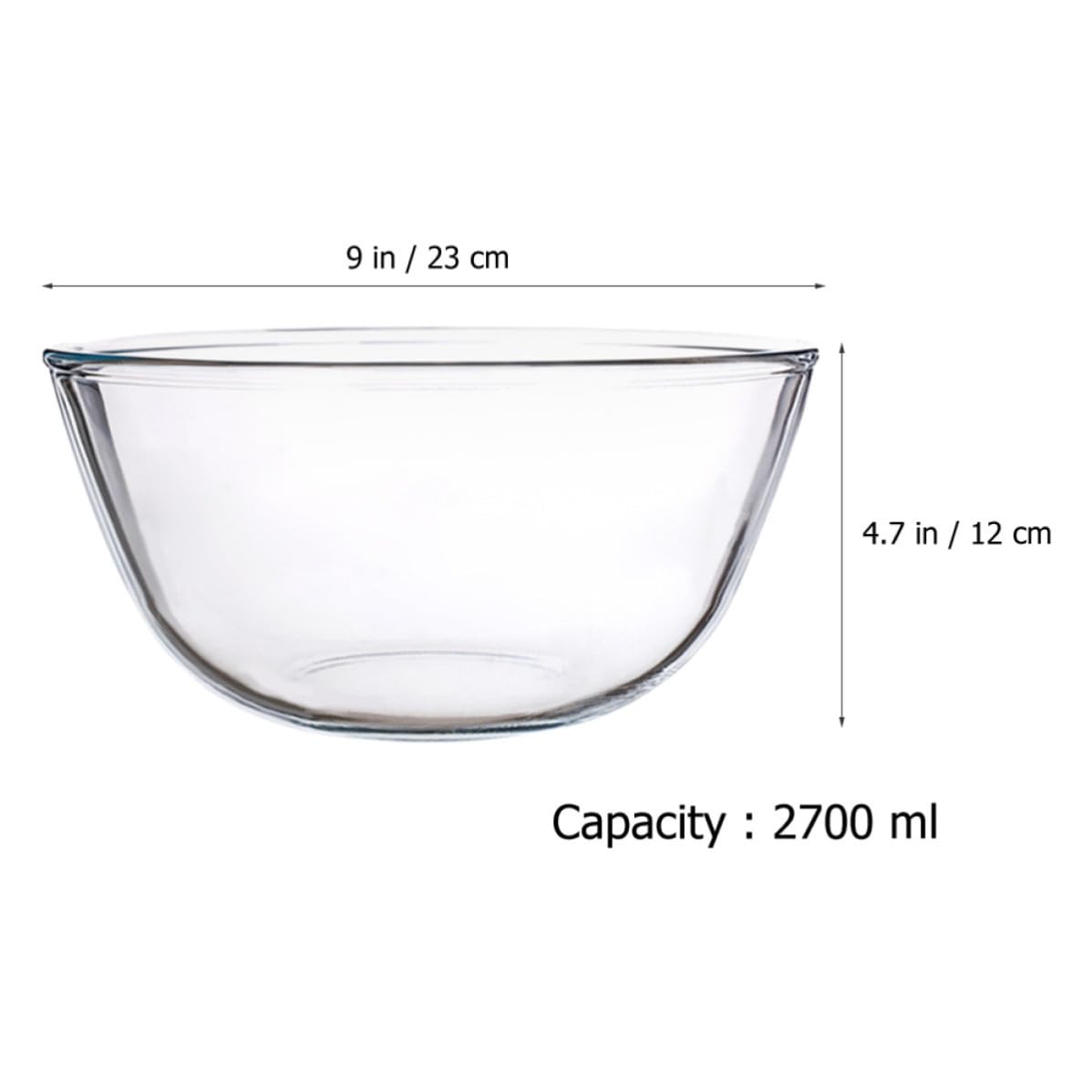 Operitacx Tazón de Sopa de Vidrio Transparente de 2700ml Superficie Lisa y Diseño Redondo Elegante para Servir Postres y Ensaladas en Cocina