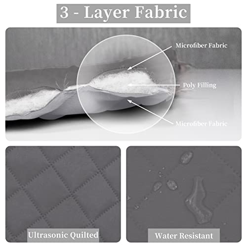 Easy-Going Full/Queen Size Reversible Quilt Set with 1 Quilt and 2 Pillow Shams, Soft Bed Quilt Cover, Lightweight Microfiber Bedspread, Water and Stain Resistant, Gray/Light Gray - Image 6