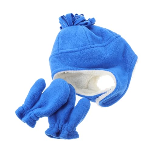 TOVINANNA Boy Girl's Winter Hat Gloves Set Trapper Hat Earflaps m Stylish for Cold Days Blue