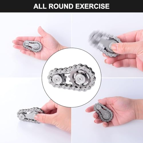 Image of Bike Chain Gear Fidget Spinner Metal Chain Fidget Toy | Stress Anxiety Relief Fidget Toy Finger Spinning Toy for Kids & Adult, Chain Gear Roller Desk Toys for Stress Buster