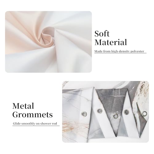Ruelvth Grey and White Shower Curtain, Modern Grey Marble Shower Curtain for Bathroom Aesthetic Waterproof Shower Curtain Set with Hooks, 72x78 Inch by Ruelvth - Used condition - Image 4