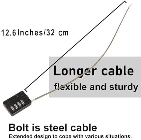 Miniatura 8 de SEPOX 4 candados de combinación reiniciables, cuerpo de 1-316 pulgadas de ancho con cable extremo largo de 12.6 in, 4 dígitos para maleta, bolsa de