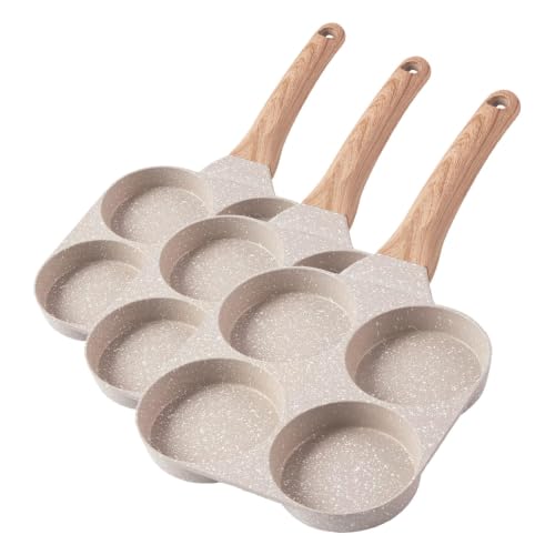Image of CAROTE Egg Pan Omelette Pan, 4-Cup Nonstick Granite Omelette Skillet - Pancake Pan and Healthy Egg Cooker Suitable for Gas Stove & Induction Cookware (Pack of 3)