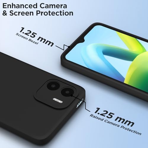 Image of Outlouders Back Cover for Redmi A1 / Redmi A2 | Camera Protection | Durable Soft Matte Silicone Bumper Case (Black)
