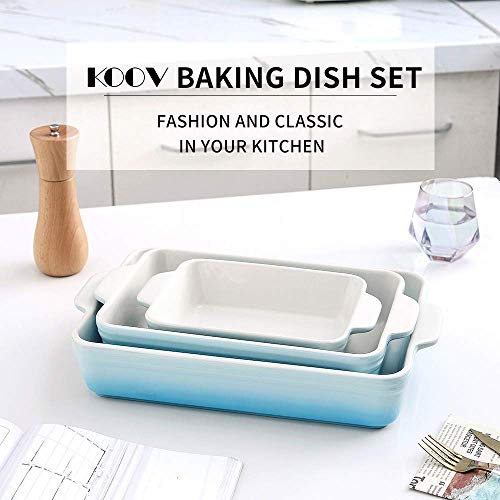 KOOV Bakeware Set, Ceramic Baking Dish Set, Rectangular Casserole Dish Set, lasagna Pan, Baking Pans Set for Cooking, Cake Dinner, Kitchen, 9 x 13 Inches, 3-Piece (Set of 3, Gradient Arctic) - Thumbnail 2