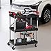 Portable Folding Service Cart,PioneerWorks 3 Tier Collapsible Push Cart,56 lbs Load Capacity/Shelf.Lockable Wheels,Ideal Rolling Tool Storage Organizer for Garage,Workshop & Industrial Use.