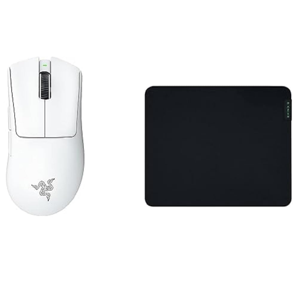 Razer DeathAdder V3 Pro + Gigantus V2 Medium - Alfombrilla de ratón blanda mediana para juegos para mayor velocidad y control y ratón inalámbrico ligero y ergonómico Esports