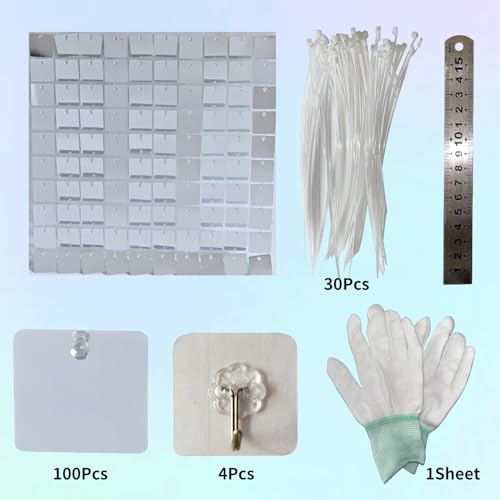 Silver Shimmer Wall Glitter Backdrop -24pcs Square Sequin Panels for Party Wedding Birthday Disco Backdrop Decorations or Photo Backgrounds Interior Decoration