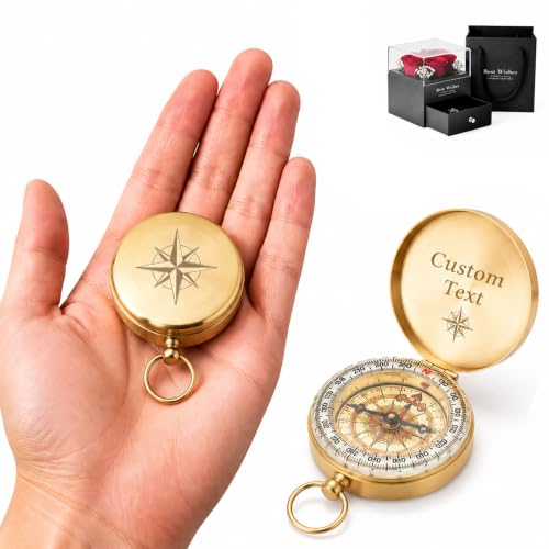 Brújula Personalizable con Grabado de Texto, Estilo Vintage, Regalo Ideal para Aniversarios, Graduaciones y Cumpleaños miniatura 1