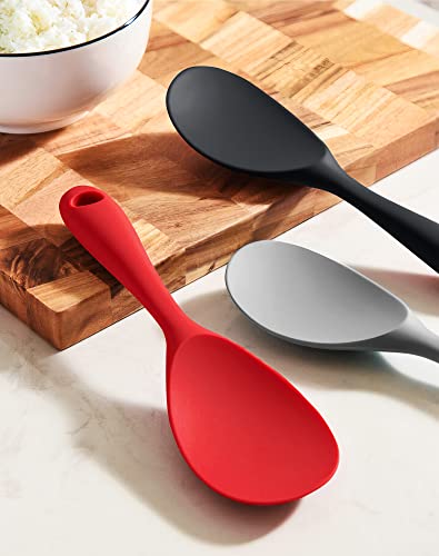 Image of FireKylin 2 Pcs Black Silicone Rice Paddle,Non Stick Rice Spoon Scooper