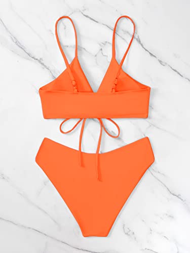 Image of Meetall Women's High Cut String Triangle Bikini Set Swimsuits Sexy Bathing Suits 2 Piece