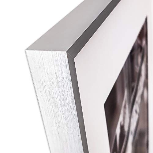 Thedisplayguys - Contemporary Aluminum Picture Frame - Tempered Glass - 16 X 20 Matted To 11 X 14 - Silver - Wall Hanging #TOP2