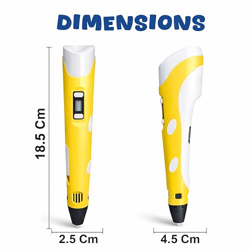 Image of VGRASSP 3D Drawing Pen Toy for Kids with Temperature Control LCD Display - USB Powered STEM Craft Modeling Toy with 3 PLA Filaments and Pen Stand - Color As Per Stock
