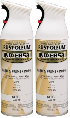Image of Rust-Oleum 245199 Universal All Surface Spray Paint, 12 oz, Gloss Pure White (Pack of 2)