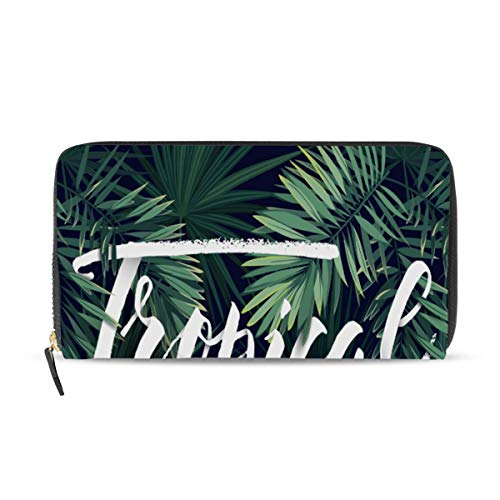 Portefeuille long en cuir femme palmier tropical idéal pour sac à main et voyage