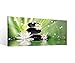 Produktbild Leinwand 1 Tlg Wellness Feng Shui Steine Blume Bilder Wandbild aufgespannt 9B811Holz - fertig gerahmt - direkt vom Hersteller, 1 Tlg BxH:80x40cm