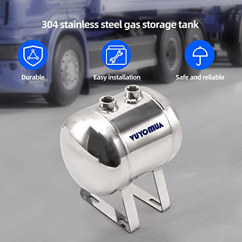 Image of 1 /4 inch NPT Air Compressors 1 Gallon Stainless Steel Portable Air Compressor Max 180PSI Air Reservoir Water Storage Tank for Truck, Car, Air Horn, Inflating Tires, Air Ride