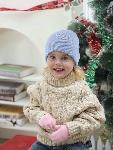 Glooarm 3 Pack Toddler Beanie Kids Beanie Winter Hats Knit Ribbed Boys Girls Beanies Warm Cuffed Caps4