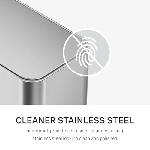 Image of simplehuman Slim Step Can, 9L / 2.4 Gallon Primary Bathroom Trash Can, Liner Pocket, Sleek Internal Hinge, 150,000-Step All-Steel Pedal, Lid Shox Silent Close, Brushed Stainless Steel