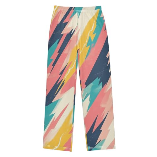 Boys' Pants Blue Pink Lightning Bolts Long Bottoms Jogger Pants Elastic Waist Trousers with Pockets S-XL