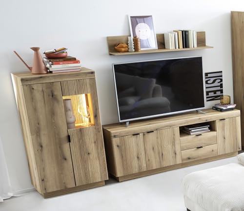 Wohnwand >Delamar< (3-teilig) in Coast Evoke Eiche Dekor - 266x165x40 (BxHxT) Wohnwand >Delamar< (3-teilig) in Coast Evoke Eiche Dekor - 266x165x40 (BxHxT)
