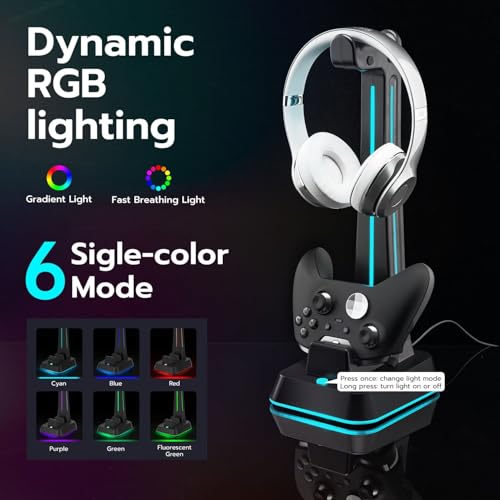 Mcbazel RGB Headphone Stand and Charging Station for Xbox Series X&S/Elite 1/ Elite 2/One/One X/One S/One Elite - Image 4