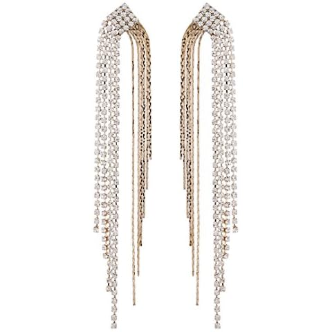 Clip On Earrings - Gold Plated Crystal Zirconia Chandelier With Diamante Strands - Britt G Cover