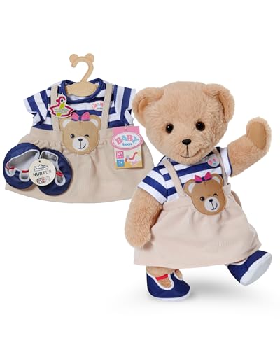 Baby Born Teddy Kleid gestreift mit Bärenaufnäher & Schuhen -...