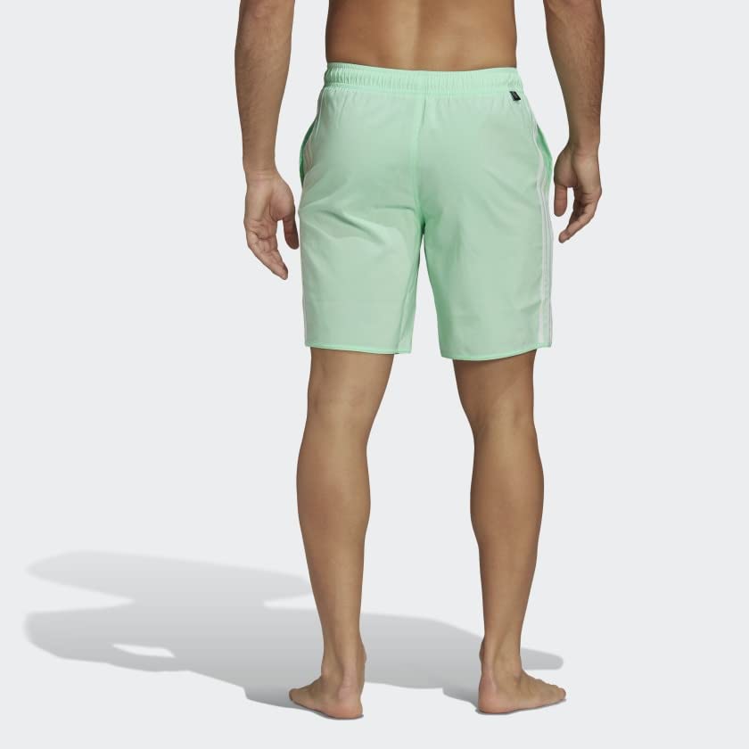 adidas Classic-Length 3-Stripes Swim Shorts Men's, Green, Size S2