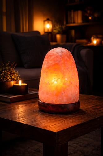 Image of Mystery & Magic of Soul Natural Himalayan Rock Salt Lamp 2 kg with Wooden Base, Night Lamp for Home Decor