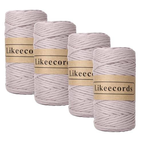 Cordon en coton de 4mm violet Likeecords pour macramé et suspension
